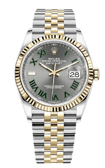 DateJust 36mm 126233 Clean 1:1 Best Edition 904L Steel Gray Dial Green Roman on SS/YG Jubilee Bracelet VR3235